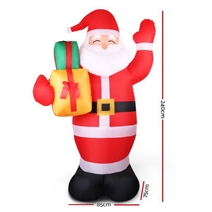 Christmas Inflatable Santa 2.4M Outdoor Xmas Decorations Lights