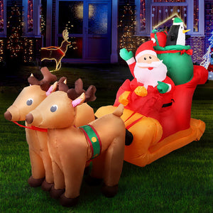 Christmas Inflatable Santa Sleigh 2.2M Outdoor Decorations LED