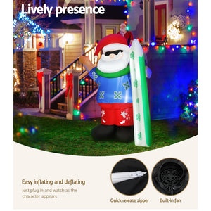 Christmas Inflatable Santa 1.6M Outdoor Xmas Decorations Lights