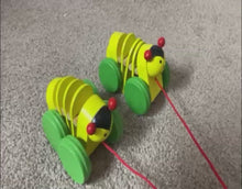 Load and play video in Gallery viewer, Wooden Pull along small bee-set of Two (2) Bee's
