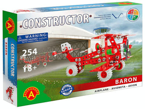 Airplane self assembly metal construction toy set 254 pieces-Baron retro biplane