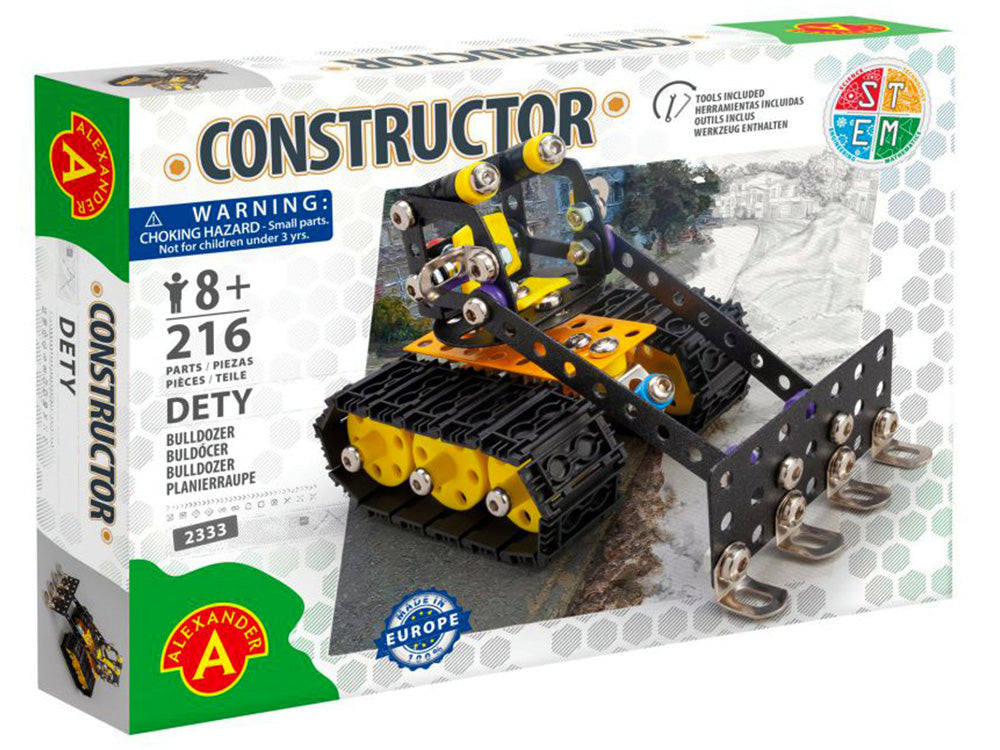 Bulldozer self assembly metal construction toy set 216 pieces
