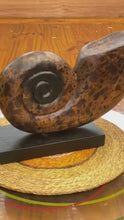 Load and play video in Gallery viewer, Mothers Day gift Decorative hand carved wooden shell on stand
