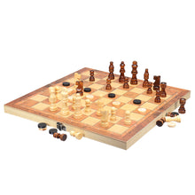 Load image into Gallery viewer, 3-in-1 Folding Chessboard Wood Chess Board Box Puzzle  Kids Adult Game Toy with Chess
