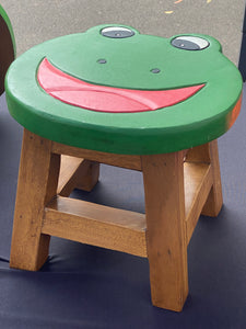 Children's Wooden Stool FROG Themed Chair Toddlers Step sitting Stool