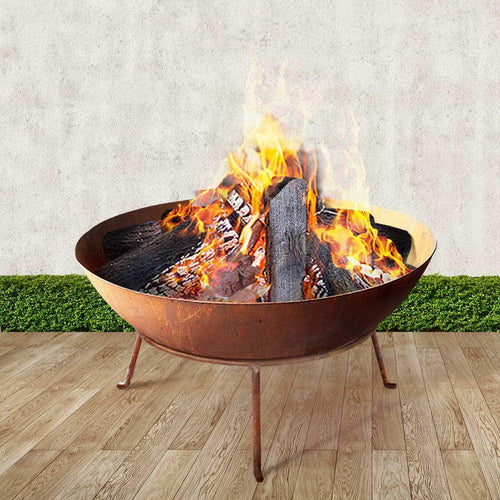 Fire Pit Outdoor Heater Charcoal Rustic Burner Steel Fireplace 70CM-0