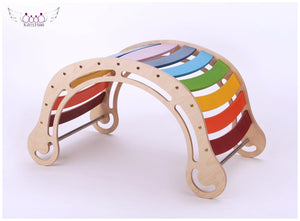 XXL JUMBO Rocker Montessori Rainbow Swing Rocker with climbing RAMP and Slide combo for kids, Rocker board, indoor play.