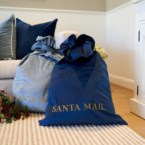 Christmas Santa Large Luxury Velvet Gift Sacks 60 cm x 90 cm-Dark Blue