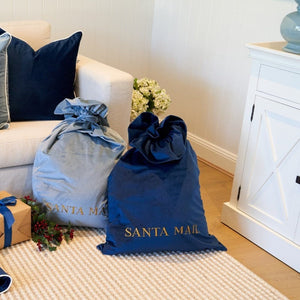 Christmas Santa Large Luxury Velvet Gift Sacks 60 cm x 90 cm-Dark Blue