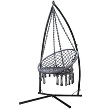 Load image into Gallery viewer, Outdoor Hammock Chair with Steel Stand Cotton Swing Hanging 124CM Grey-0
