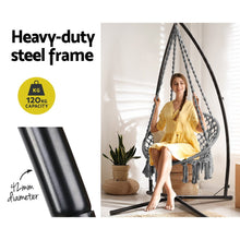 Load image into Gallery viewer, Outdoor Hammock Chair with Steel Stand Cotton Swing Hanging 124CM Grey-3
