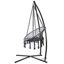 Load image into Gallery viewer, Outdoor Hammock Chair with Steel Stand Cotton Swing Hanging 124CM Grey-2
