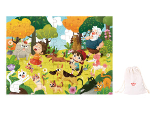 Wooden toddlers kids Pets in the Park puzzle-72 pieces