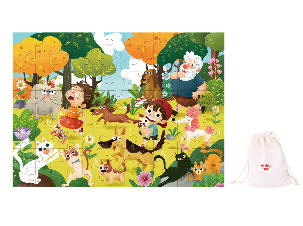 Wooden toddlers kids Pets in the Park puzzle-72 pieces