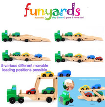 Load image into Gallery viewer, Kids wooden truck toy (Pine) 6 wheels plus movable tray and cars
