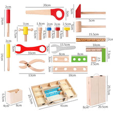 Load image into Gallery viewer, Wooden Tool Box set building and fixing pretend play educational toy
