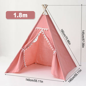 Teepee canvas Wigwam Tent Cubby House Larger for kids indoor -Pink-LARGE 130cm Size