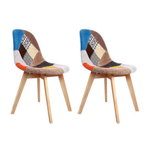 Load image into Gallery viewer, Set of 2 Retro Beech Fabric Dining Chair - Multi Colour-0
