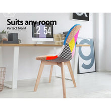 Load image into Gallery viewer, Set of 2 Retro Beech Fabric Dining Chair - Multi Colour-4
