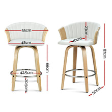 Load image into Gallery viewer, Set of 2 Ricardo Bar Stools Wooden Swivel - White-1
