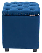 Load image into Gallery viewer, Cubix Blue Fabric Storage Ottoman Tufted Blanket Box Foot Stool Studs and Rings
