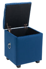 Load image into Gallery viewer, Cubix Blue Fabric Storage Ottoman Tufted Blanket Box Foot Stool Studs and Rings
