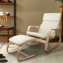 Load image into Gallery viewer, Wooden Armchair with Foot Stool - Beige-7
