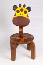 Load image into Gallery viewer, Children’s wooden chair Giraffe themed with solid backrest

