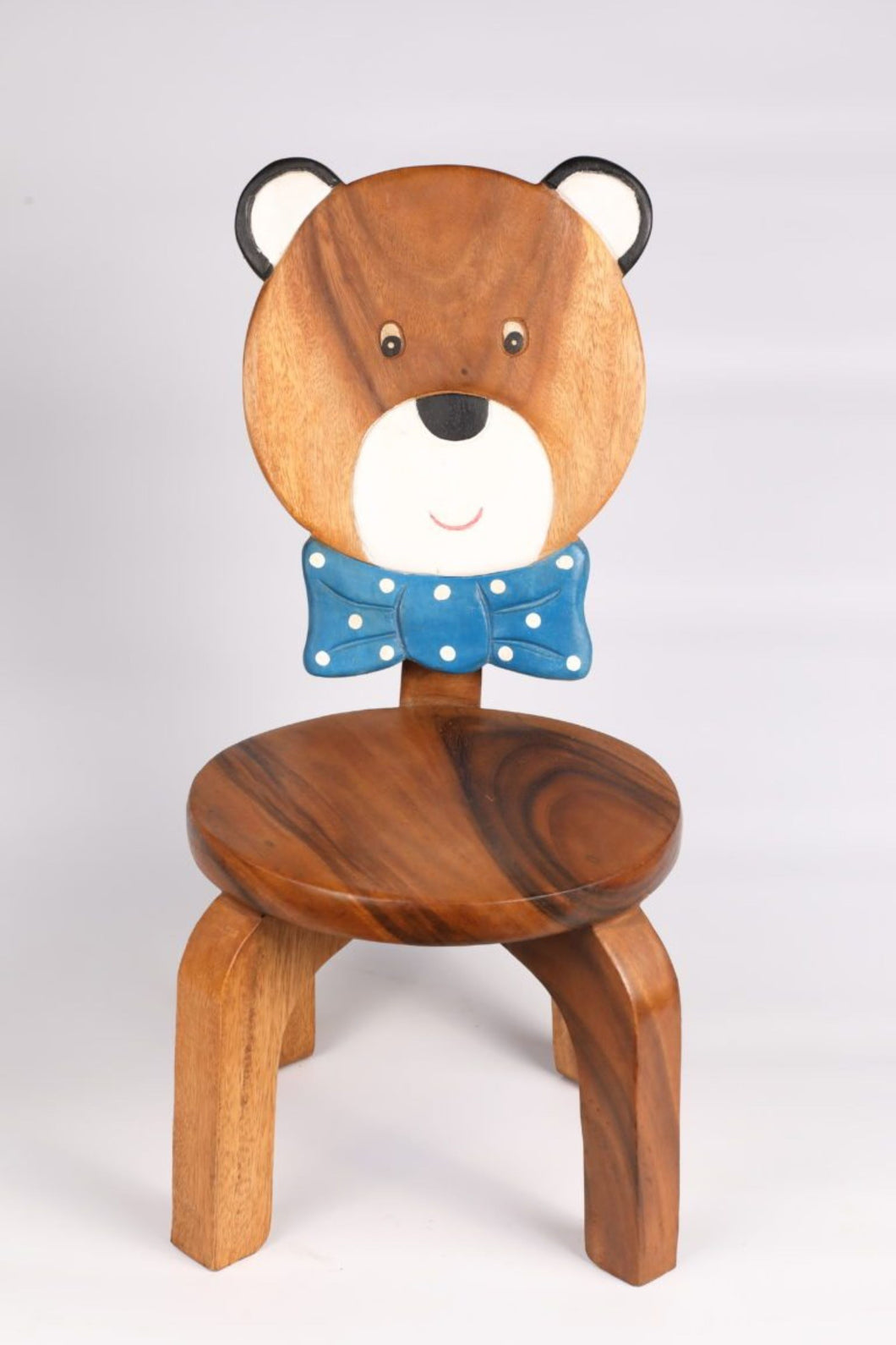 Children’s Teddy Bear wooden chair  themed with solid backrest