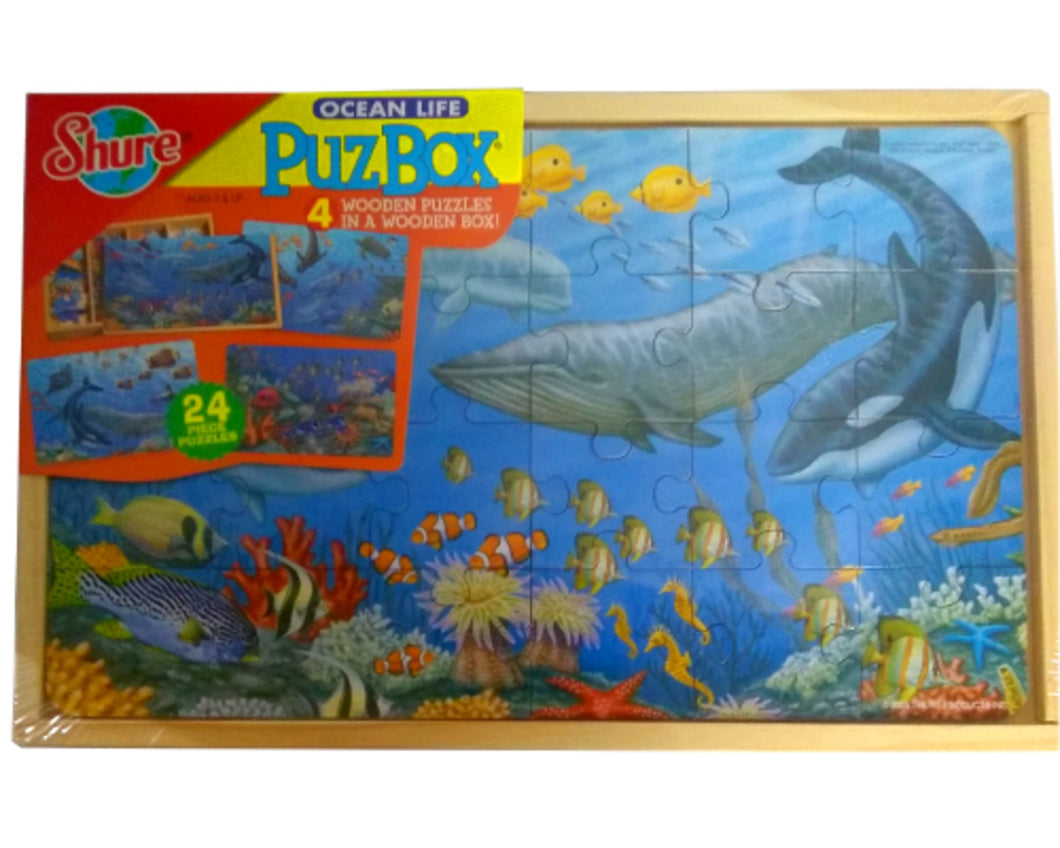 Wooden toddlers large format marine life oceans puzzle-set of 4 different puzzles